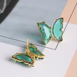 Cute Butterfly Crystal Stud Earrings